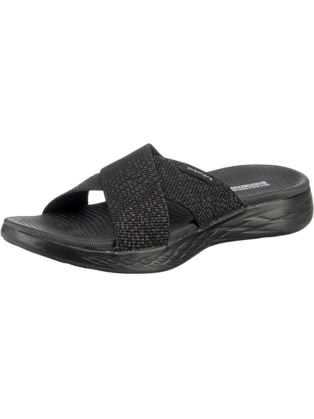 Skechers On-The-Go 600 Glistening Slide Sandals Black Size 8 NIB
